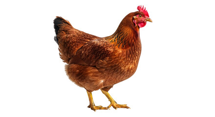 Fototapeta premium Isolated Brown Hen Isolated On Transparent Background Symbolizing Farm Freshness and Organic Food Source and Natural Food Source Farm Animal With Livestock