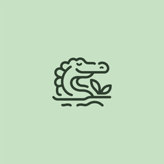 Obraz premium Crocodile logo in minimalist and simple line art style.