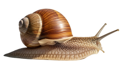 Snail Isolated on Transparent Background Detailed Macro Shot of Land Gastropod Mollusk Symbolizing Patience Perseverance Determination Endurance with Natural Texture and Unique Pattern