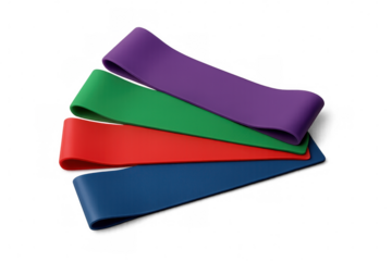 Resistance bands isolated on transparent background, perfect for fitness training and rehabilitation exercises