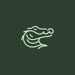 Crocodile logo in minimalist and simple line art style.