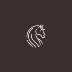 Horse logo in clean and minimalist line art design.