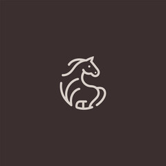 Horse logo in clean and minimalist line art design.