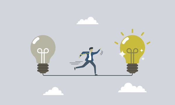 Chasing for greater idea for business, new bright idea, looking for better idea, never run out of idea, business transformation, transition for another idea, solution, or innovation.
