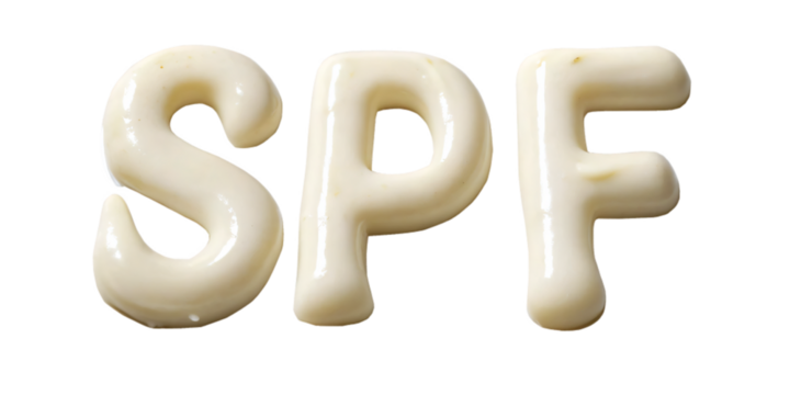SPF written in sunscreen cream, isolated PNG