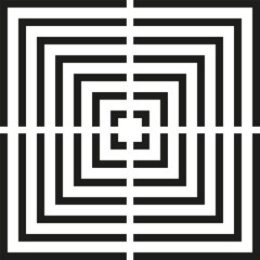 Obraz premium Concentric square maze. Geometric vector pattern. Optical illusion design. Target focus element.