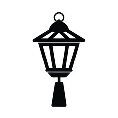 Winter Lantern Post Icon Vector Illustration