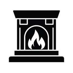Frosted Fireplace Icon Vector Illustration