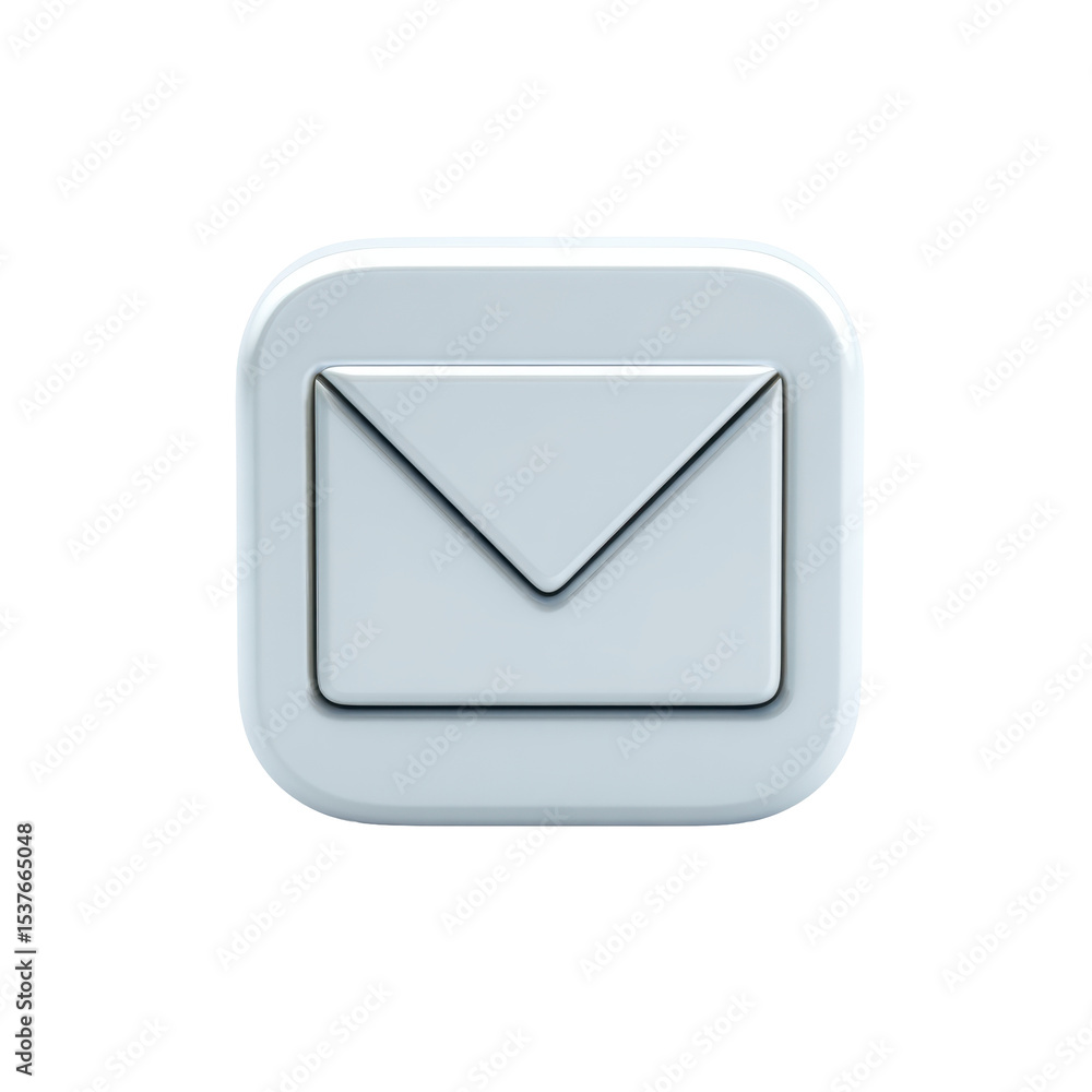 Poster a transparent png 3d icon of a clean envelope and email representing inbox messages in various color