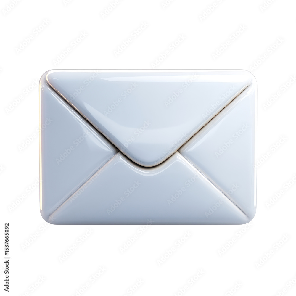 Poster a stunning transparent png icon of a 3d clean email envelope perfect for inbox designs and colored e