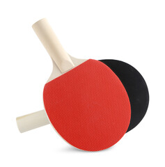Two ping pong rackets isolated on white
