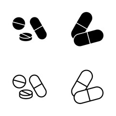 Pills icon vector. capsule icon. Drug sign and symbol