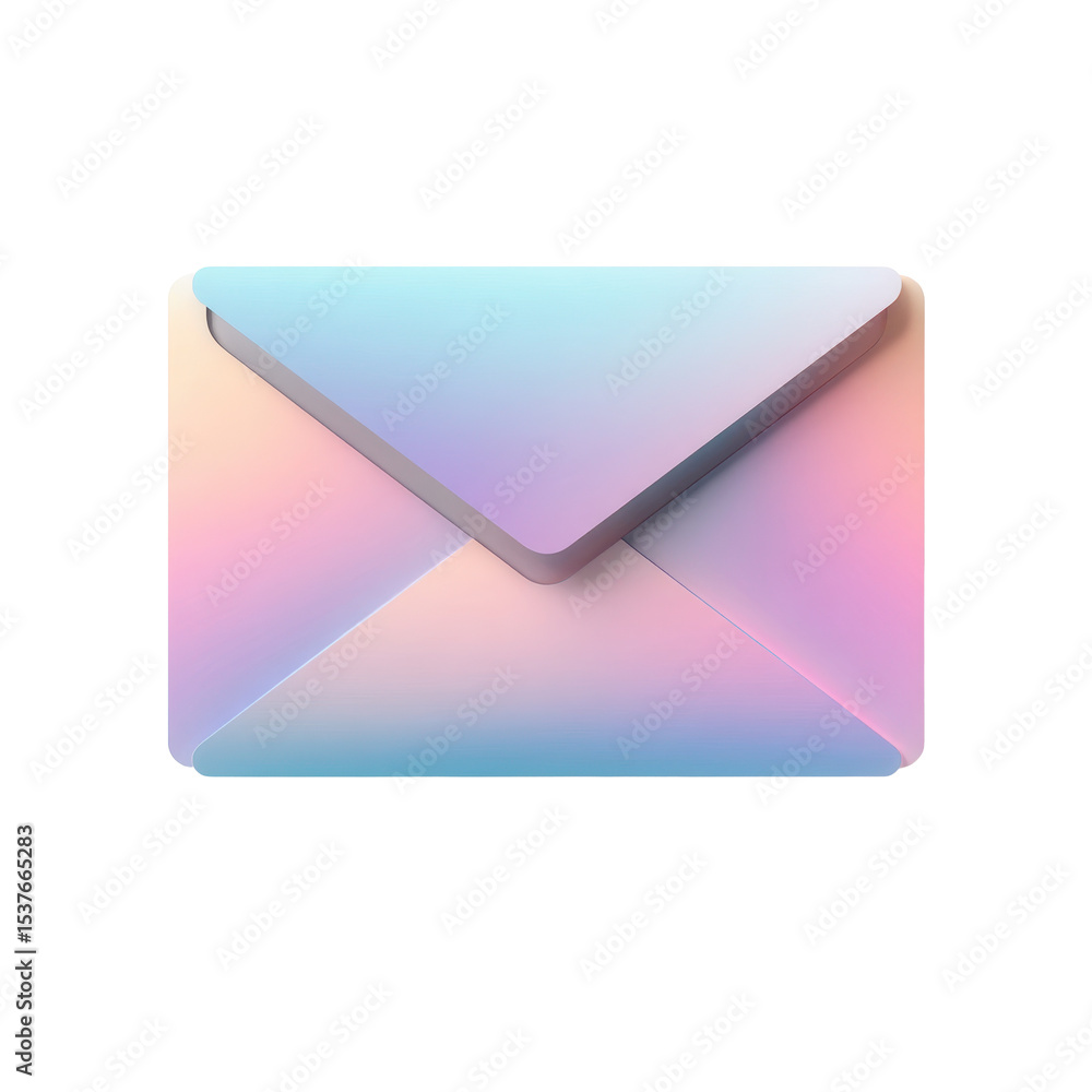 Poster a transparent 3d clean png icon image of an email envelope for inbox notification in various colors
