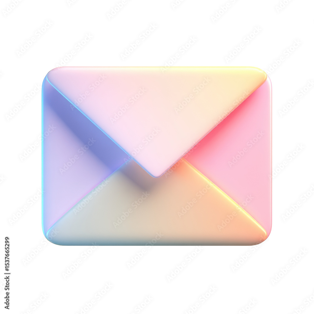 Poster transparent png 3d icon of clean email envelope inbox in color for projects and design purposes