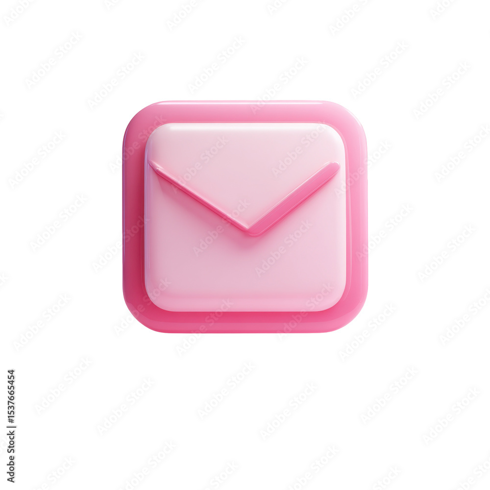 Poster a pink 3d email envelope icon with a transparent background ready to be used on your projects