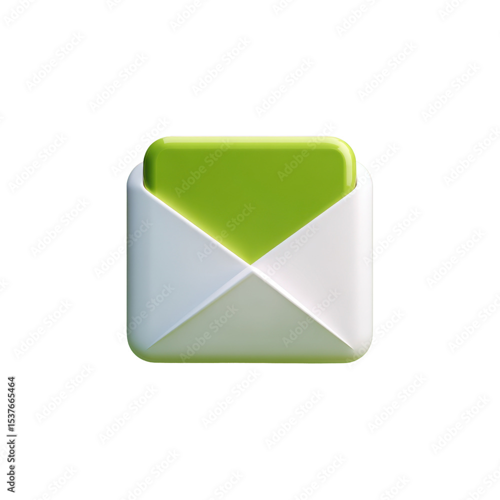 Poster a transparent png 3d icon showcasing an envelope inside of an inbox used to show email messages