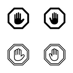 Stop icon vector. stop road sign. hand stop sign and symbol. Do not enter stop red sign with hand
