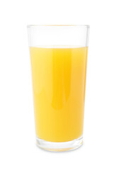Tasty mango juice in glass isolated on white