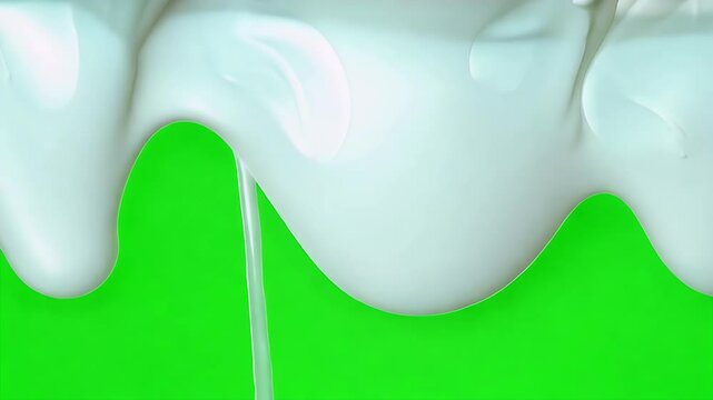 white liquid flowing surface streams background chroma key can used various creative video projects 4K lactic dairy cow cream farm natural creamery creamy latex whole drink drip streak simulation