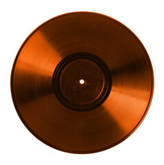 Color vinyl record on white background, top view