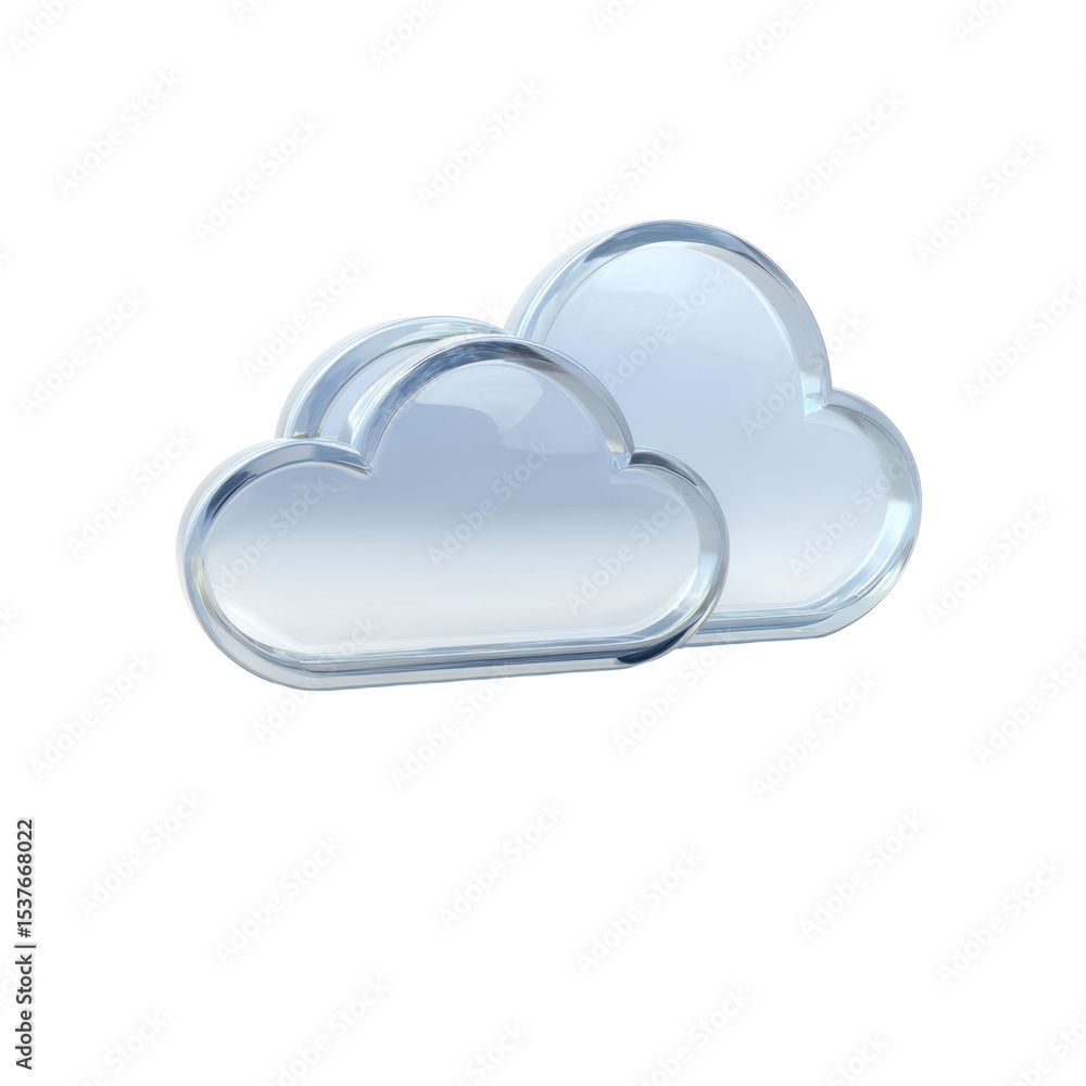 Poster a transparent png icon displaying a 3d cloud computing in pastel colors with a clean and modern desi