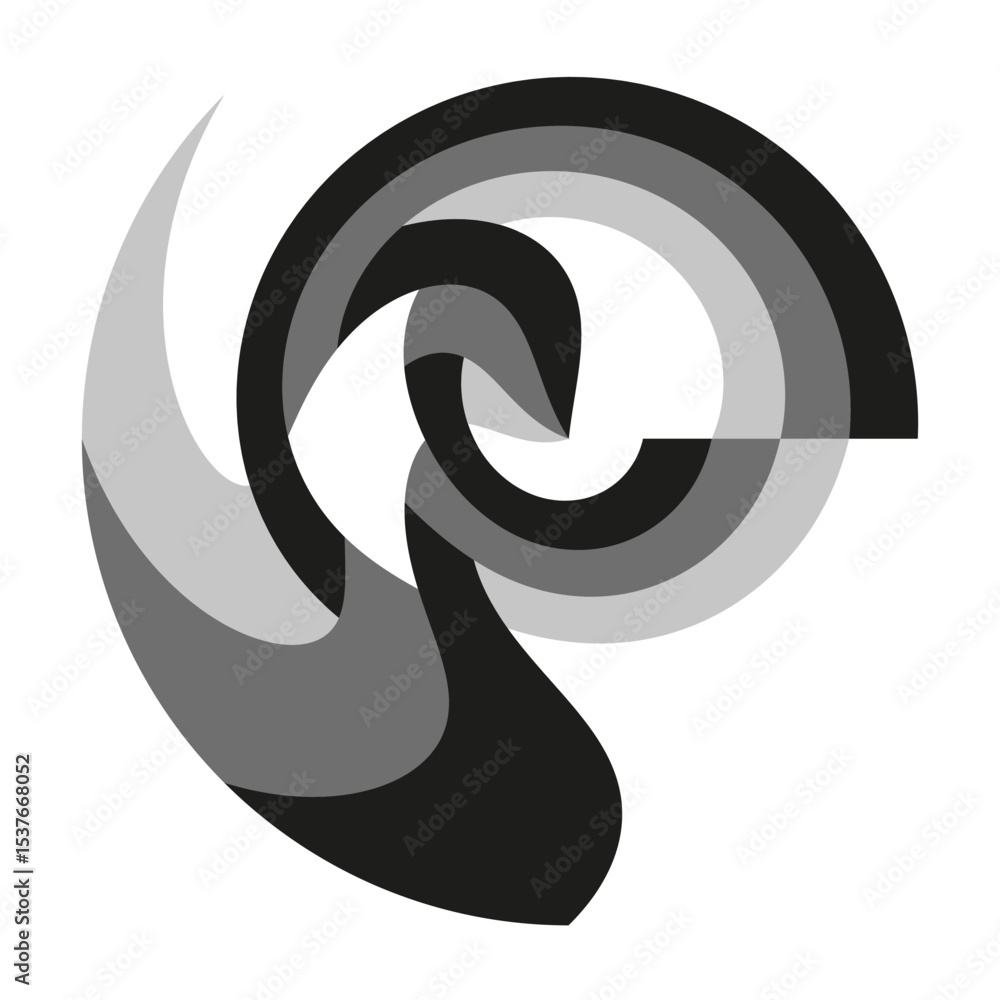 Poster abstract swirl shape. dynamic motion element. grayscale graphic design. vector modern art.