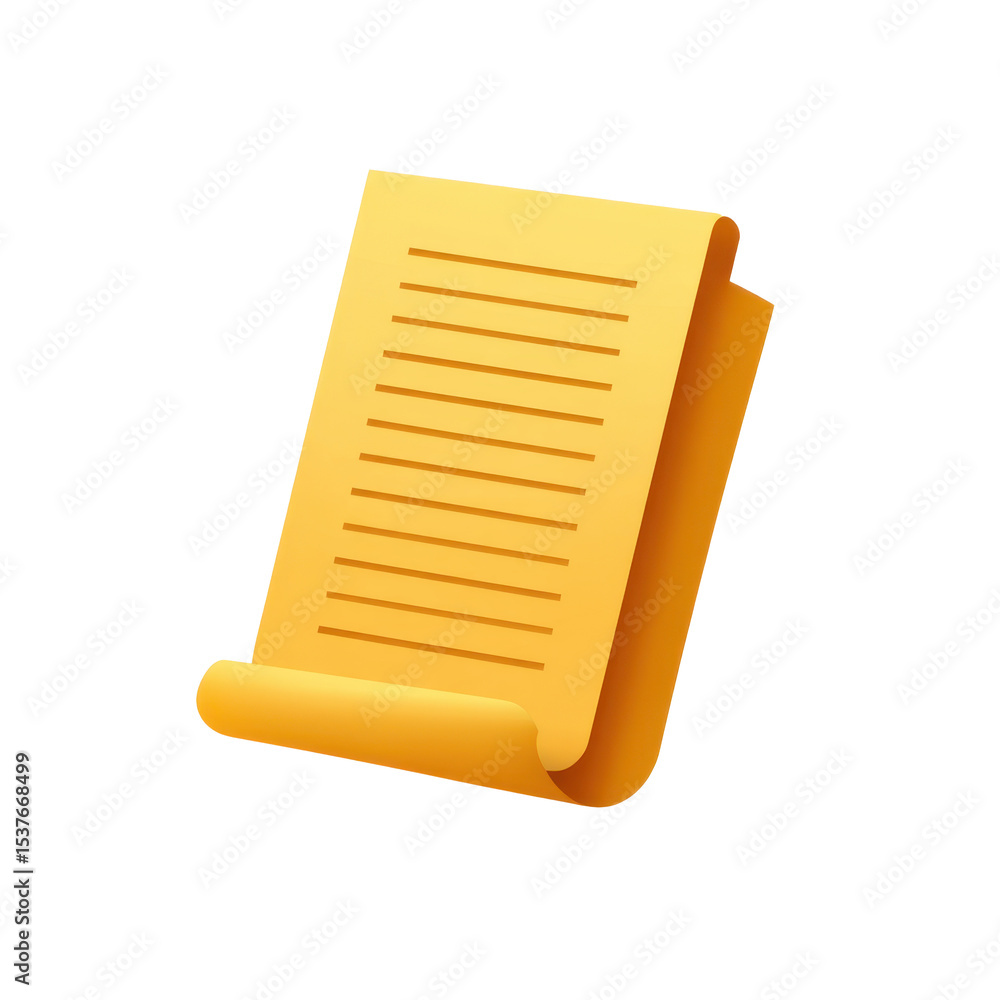 Poster 3d render transparent png image of paper document with clean icon isolated on black background perfe