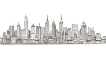 Naklejka premium City skyline line drawing