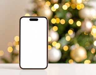 Phone screen mockup with blurred bokeh background