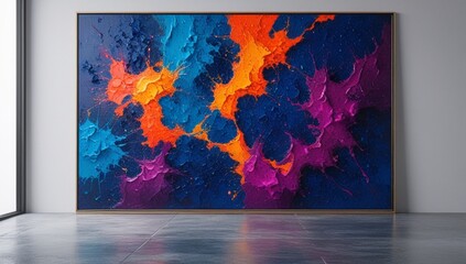 Abstract colorful explosion painting on canvas