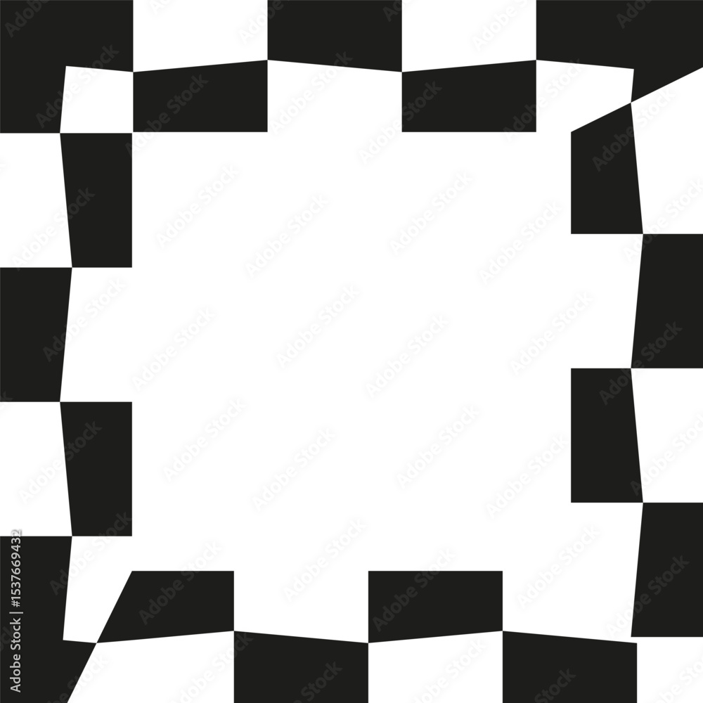 Poster checker square frame. vector black white border. abstract graphic outline. pattern shape design.