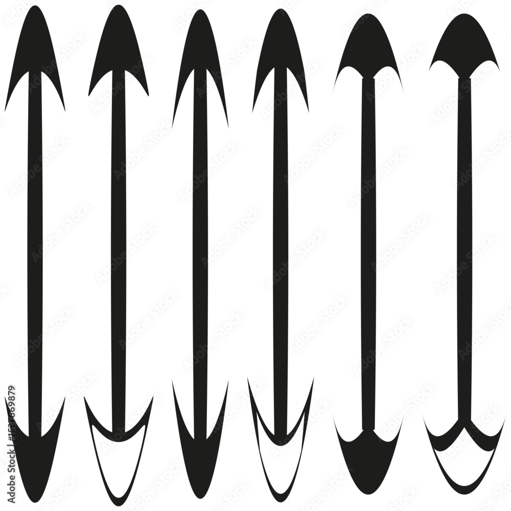 Poster dual vertical arrows. opposite direction icon. up down pointers. vector arrow pair.
