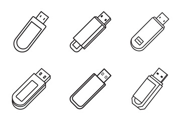 flash disk icon outline silhouette vector illustration