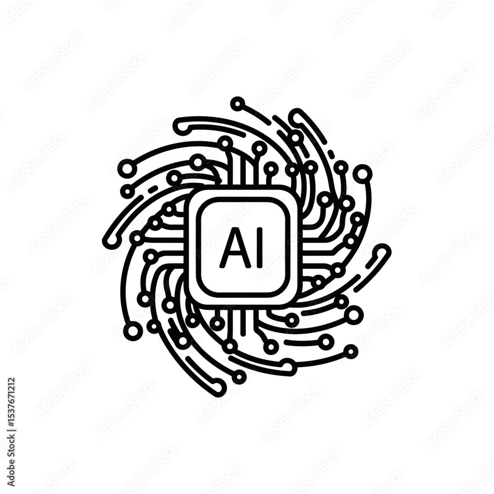 Aufkleber artificial intelligence vector icon with swirling design