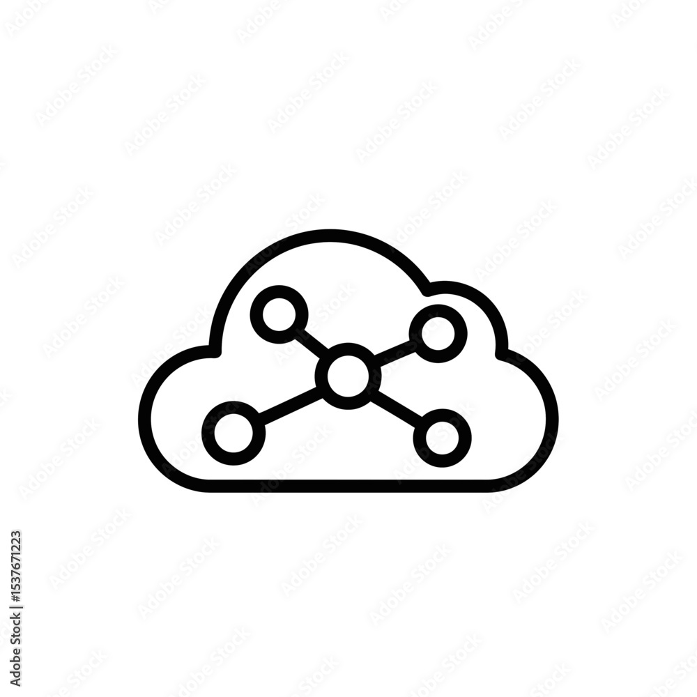 Poster artificial intelligence cloud network icon design