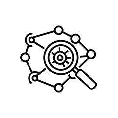 Fototapeta premium Artificial Intelligence concept with magnifying glass and nodes