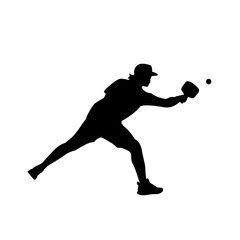 Pickleball Player in Action Silhouette, Male Athlete Playing Pickleball Vector Design