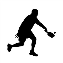 Pickleball Player Silhouette in Action, Man Playing Pickleball Vector Illustration