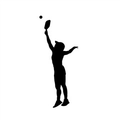 Female Pickleball Player Serving Silhouette, Woman Athlete Playing Pickleball Vector Illustration