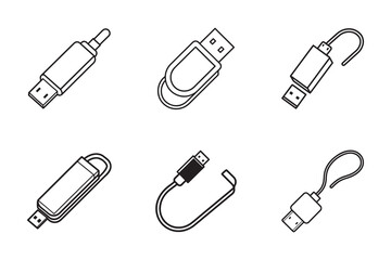 usb iconLine art  silhouette vector illustration