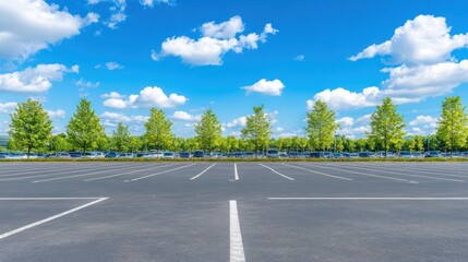 Fototapeta premium Empty parking lot sunny day