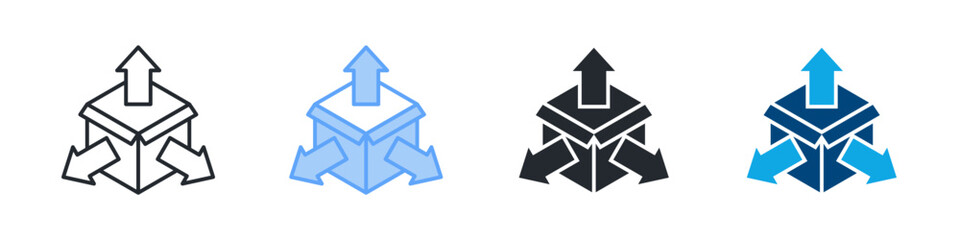 Versatility Icon Set Multiple Style. Design In Outline, Blue, Glyph, Dualtone