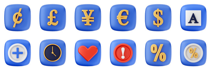 Obraz premium 3d user interface icon set bundle illustration