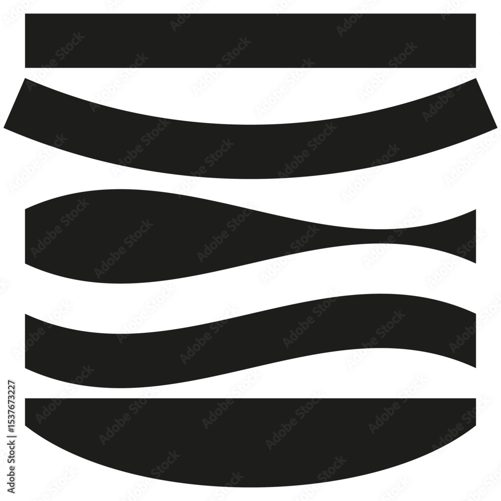Poster wavy abstract shape. monochrome ripple symbol. fluid stripe element. vector black form.