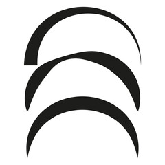 Crescent arc icon. Curved black shape. Minimal moon symbol. Vector graphic element. © Kravchenko