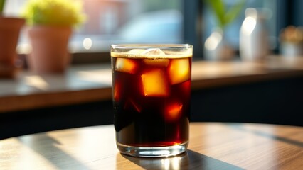 Refreshing cold brew coffee in cafe