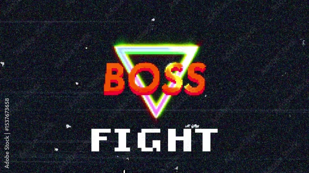 Aufkleber rectangular bar filling glitching vhs screen neon triangle showing boss pointer clicking fight