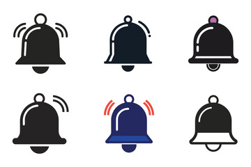 set notification bell icon silhouette vector illustration
