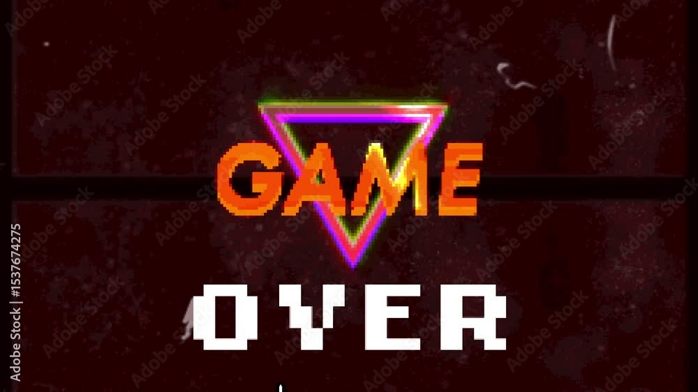 Poster loading bar sliding in, tunnel emerging with game, clicking game over graying text on interface