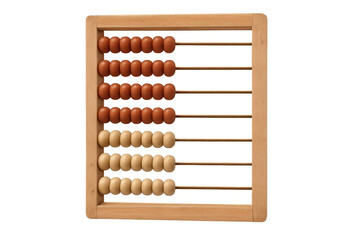 Classic wooden abacus displaying numbers, isolated on a transparent background, ready for compositing